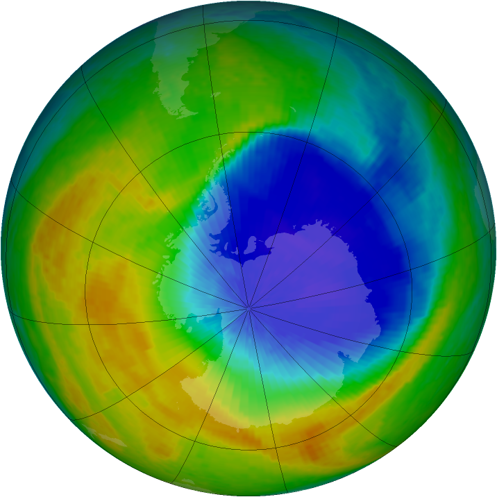 Antarctic ozone map for 18 October 2004